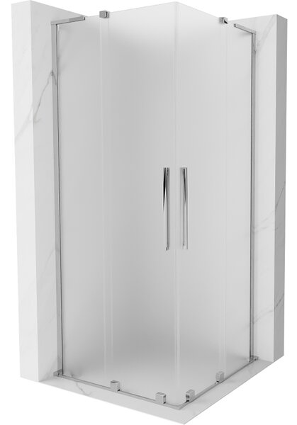 Mexen Velar L Duo, sprchový kout s posuvnými dveřmi 80 x 80 cm, 8mm sklo námraza, chromová, 871-080-080-02-33-01