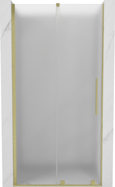 Mexen Velar, posuvné sprchové dveře do otvoru 90 cm, 8mm sklo námraza, zlatá matná, 871-090-000-31-55