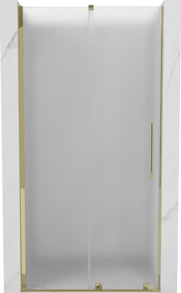 Mexen Velar, posuvné sprchové dveře do otvoru 110 cm, 8mm sklo námraza, zlatá lesklá, 871-110-000-31-50