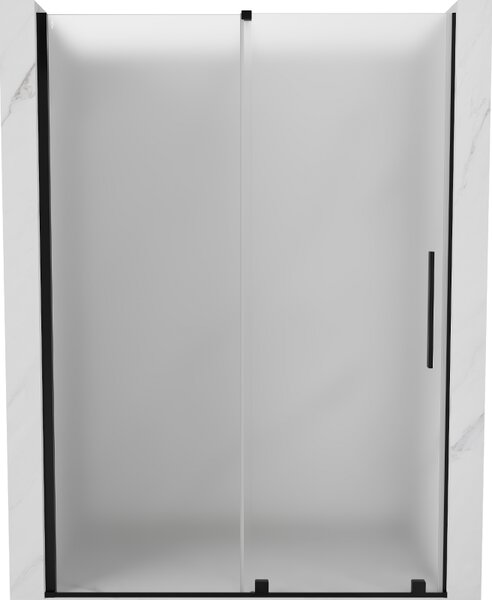 Mexen Velar, posuvné sprchové dveře do otvoru 150 cm, 8mm sklo námraza, černá matná, 871-150-000-31-70