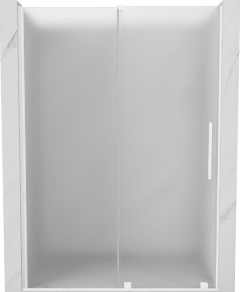 Mexen Velar, posuvné sprchové dveře do otvoru 140 cm, 8mm sklo námraza, bílá matná, 871-140-000-31-20