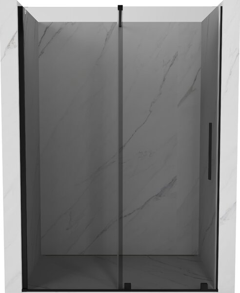 Mexen Velar, posuvné sprchové dveře do otvoru 130 cm, 8mm šedé sklo, černá matná, 871-130-000-41-70