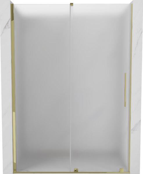 Mexen Velar, posuvné sprchové dveře do otvoru 130 cm, 8mm sklo námraza, zlatá lesklá, 871-130-000-31-50