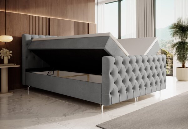 Čalouněná postel 180x200 ADRIA PLUS s úložným prostorem - světle šedá