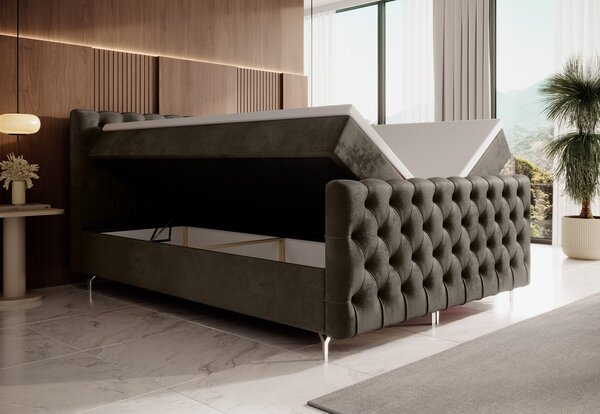 Čalouněná postel 180x200 ADRIA PLUS s úložným prostorem - hnědá