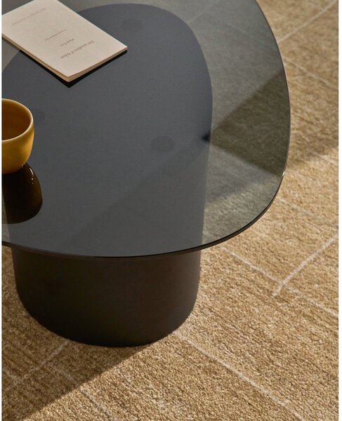Černý konferenční stolek se skleněnou deskou 74x81,5 cm Olir – Kave Home
