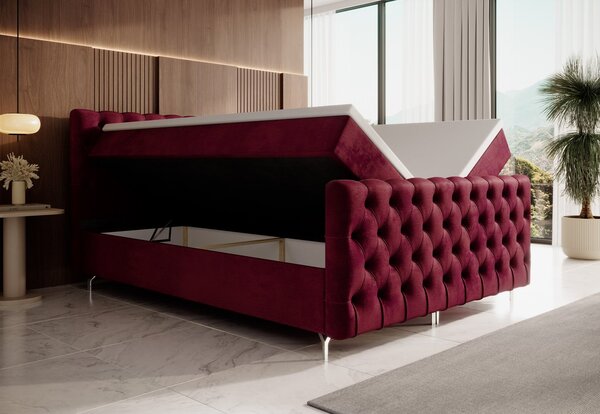 Čalouněná postel 180x200 ADRIA PLUS s úložným prostorem - červená