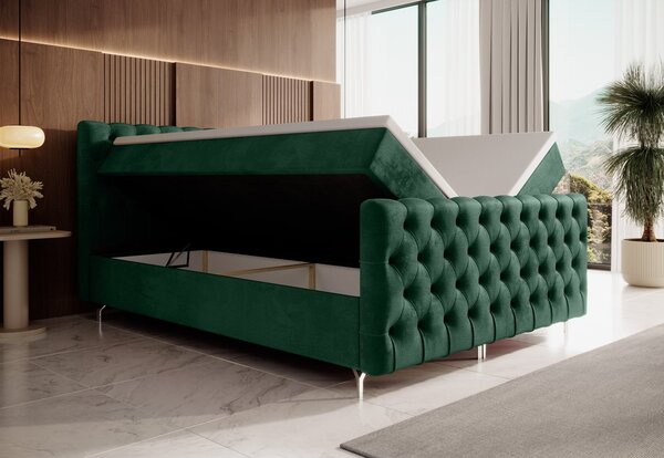 Čalouněná postel 160x200 ADRIA PLUS s úložným prostorem - zelená