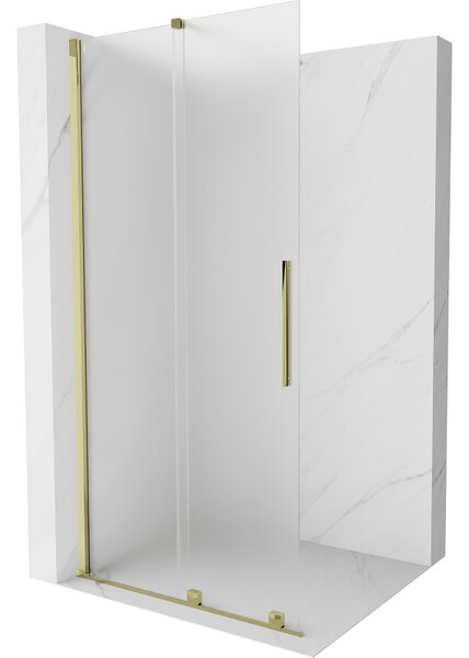 Mexen Velar, sprchová zástěna s posuvnými dveřmi Walk-in 120 x 200 cm, 8mm sklo námraza, zlatá lesklá, 871-120-000-33-50