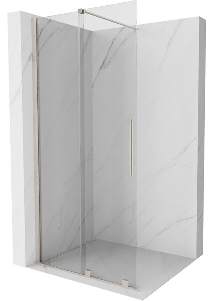 Mexen Velar, sprchová zástěna s posuvnými dveřmi Walk-in 70 x 200 cm, 8mm čiré sklo, broušená ocel, 871-070-000-03-97