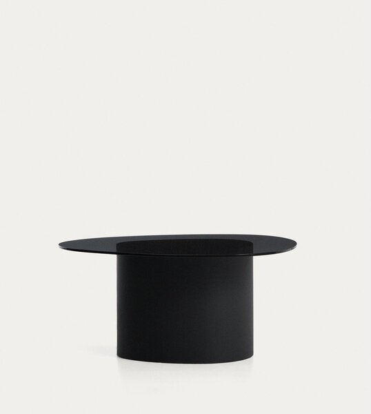 Černý konferenční stolek se skleněnou deskou 74x81,5 cm Olir – Kave Home