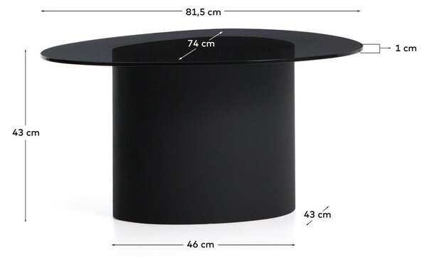 Černý konferenční stolek se skleněnou deskou 74x81,5 cm Olir – Kave Home
