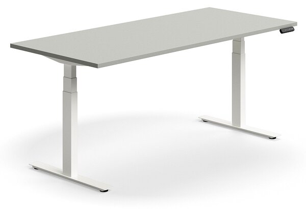AJ Produkty Výškově nastavitelný stůl QBUS, 1800x800 mm, bílá podnož, světle šedá
