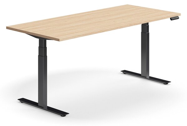 AJ Produkty Výškově nastavitelný stůl QBUS, 1800x800 mm, černá podnož, dub