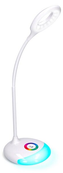 SOLIGHT LED stolní lampička dobíjecí 5W/4000K/300Lm bílá, RGB atmosférické podsvícení