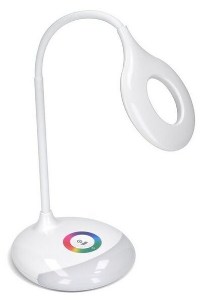 SOLIGHT LED stolní lampička dobíjecí 5W/4000K/300Lm bílá, RGB atmosférické podsvícení