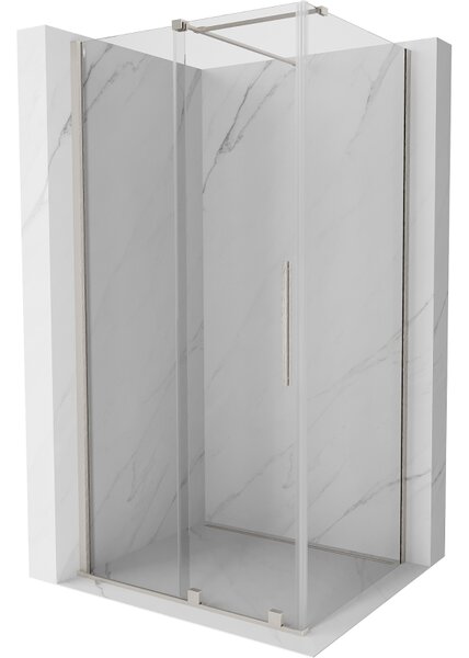 Mexen Velar, sprchový kout s posuvnými dveřmi 90 x 80 cm, 8mm čiré sklo, broušená ocel, 871-090-080-01-97