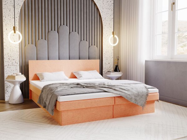 Čalouněná postel 160x200 AVRIL 1 s úložným prostorem - oranžová