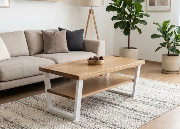 Morawood Konferenční stolek Sheffield Barva desky: Natural, Barva podnože: Černý mat, Rozměry: 450x900(mm)