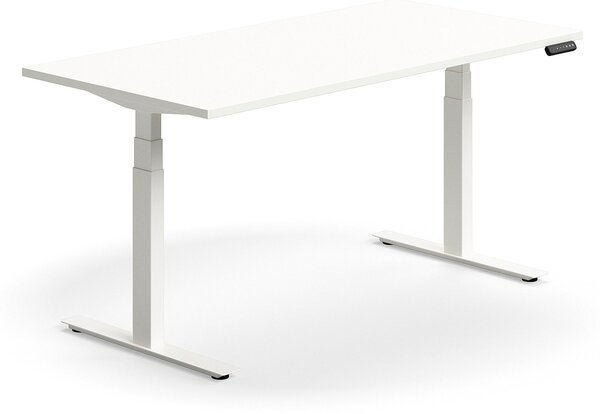 AJ Produkty Výškově nastavitelný stůl QBUS, 1600x800 mm, bílá podnož, bílá