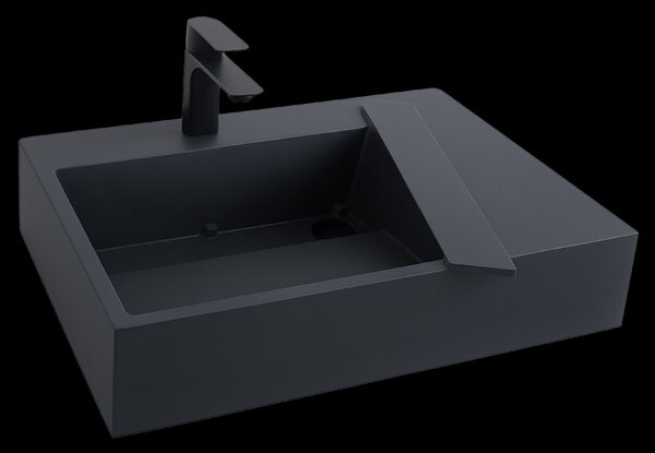 Rea Archi, umyvadlo na desku z konglomerátu 750x430x140 mm, levá verze, šedá matná, REA-U4303