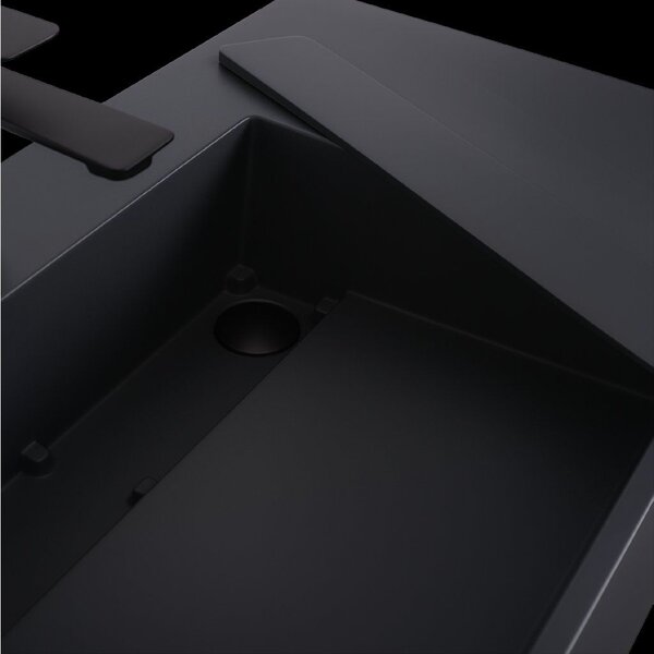 Rea Archi, umyvadlo na desku z konglomerátu 750x430x140 mm, levá verze, šedá matná, REA-U4303