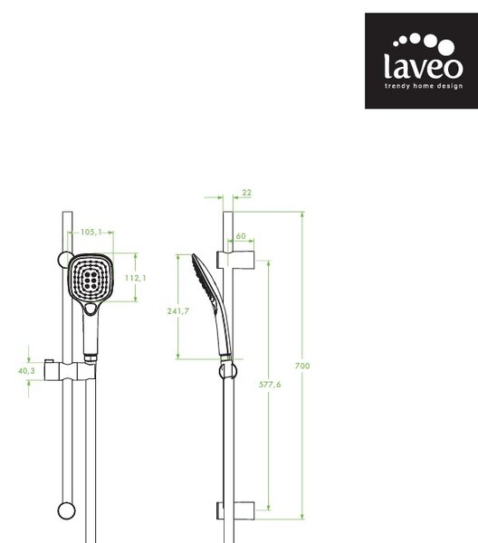 Laveo Zorita, sprchový sloup s 3-funční ruční sprchou, LAV-NLZ_71A1