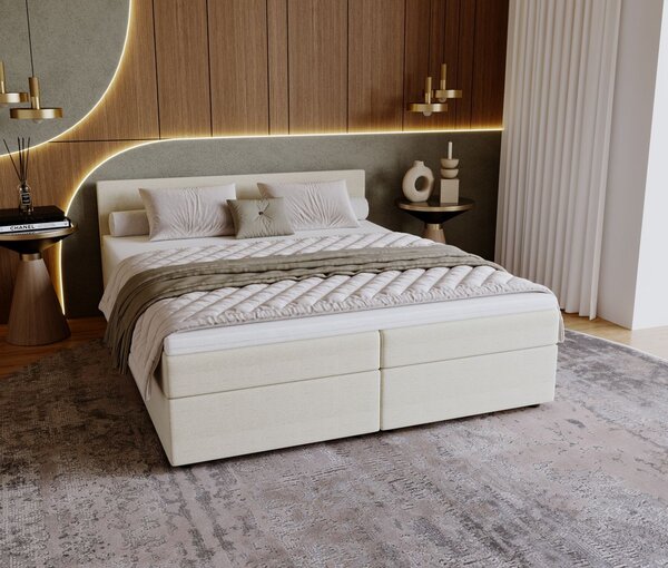 Čalouněná postel 180x200 SUVI 1 s úložným prostorem - krémová