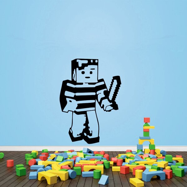 Samolepka na zeď - Minecraft postavička s mečem (43x60 cm) - PopyDesign