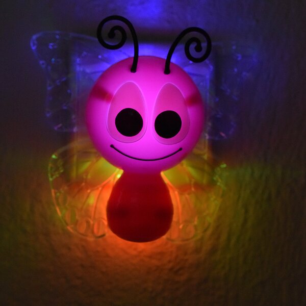 ACA Lighting LED dětská noční lampička do zásuvky MOTÝL 1W/230V/RGB, soumrakový senzor