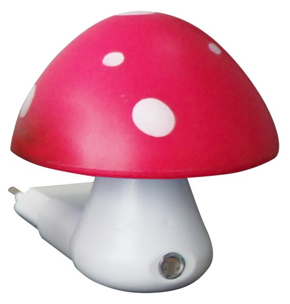ACA Lighting LED dětská noční lampička do zásuvky Muchomůrka červená 0,4W/230V/6400K, soumrakový senzor