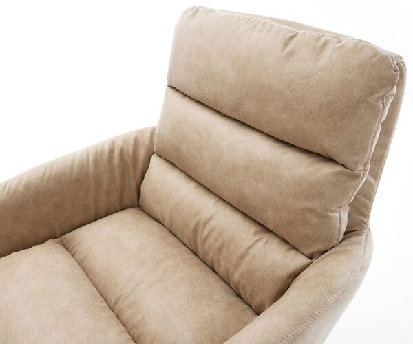 DELIFE Jídelní židle Abelia-Flex s područkami mikrovlákno béžová vintage křížová podnož široká černá otočná 360° houpací funkce
