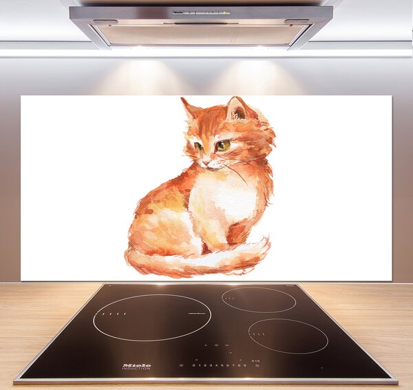 Skleněný panel do kuchynské linky Červená kočka pl-pksh-120x60-f-120895228