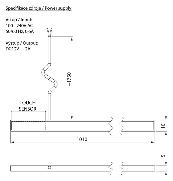 Sapho Sapho, LOREA LED pásek 101cm, 1W, studená bílá