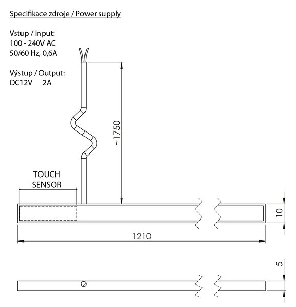 Sapho Sapho, LOREA LED pásek 121cm, 1,2W, studená bílá