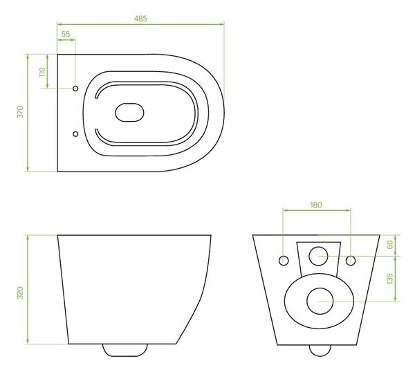 Laveo Desna, závěsná WC mísa Rimless 485x370x320 mm + toaletní sedátko, bílá lesklá, LAV-VMD_600S
