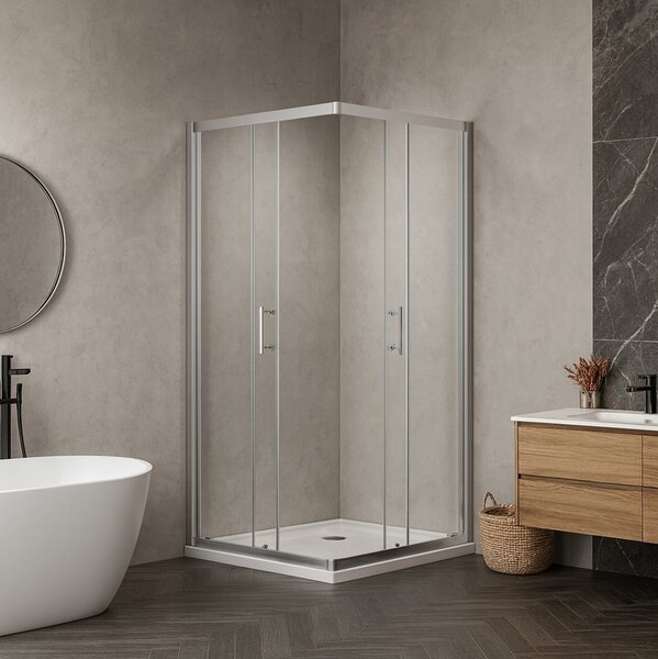 Erga Tucson, sprchový kout s posuvnými dveřmi 70(dveře) x 80(dveře) x 190 cm, 6mm čiré sklo, chromový profil, ERG-S02-TUCSON-D070D080-CL-CR