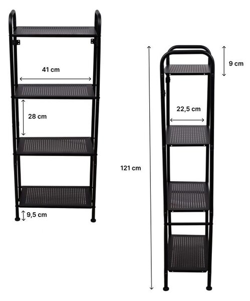 Erga Miki, 4-policový regál 420x220x1065mm, černá matná, ERG-YKA-P.MIKI-4