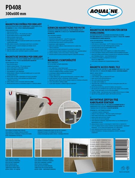 Aqualine Aqualine, Magnetická dvířka pod obklady 300x600, PD408