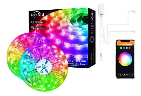 Chytrý WiFi RGB LED světelný pásek NiteBird SL3 (2x5 m), Tuya
