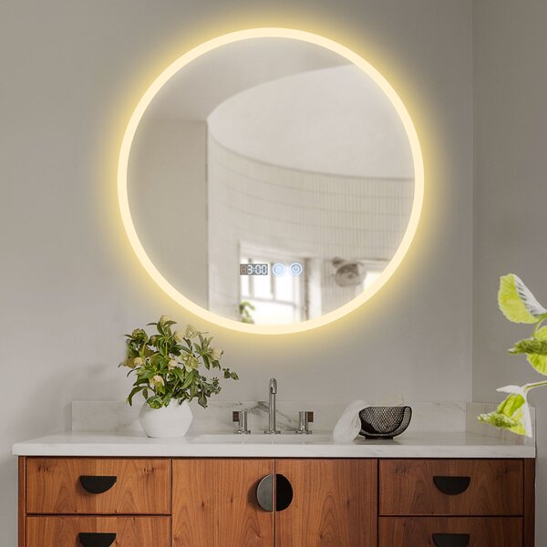 Erga Deam, kulaté LED zrcadlo 120cm, 3 barvy světla, přední osvětlení, vyhřívací podložka proti zapaření, ERG-V01-Deam-1212-CL
