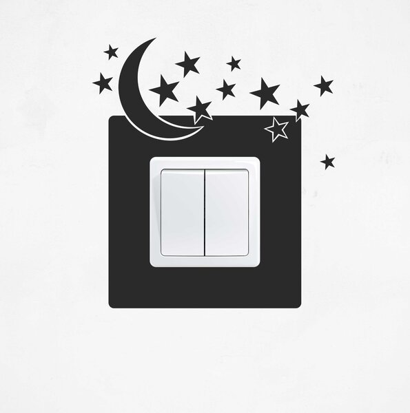 Samolepka na vypínač - Hvězdy s měsícem