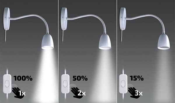 SOLIGHT LED nástěnná lampička, stmívatelná, 4W, 280lm, 3000K, bílá
