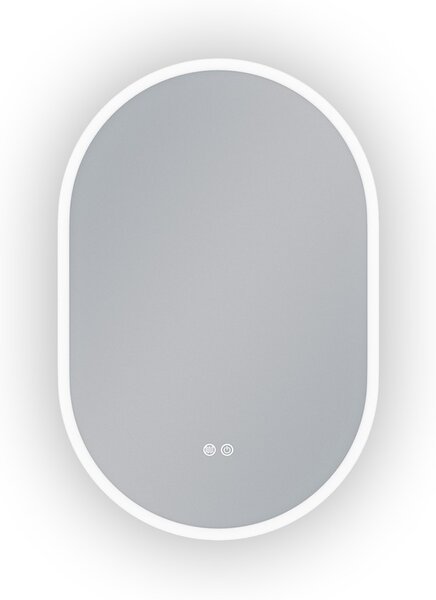Erga Demi, oválné LED zrcadlo 60x90cm, 3 barvy světla, přední osvětlení, topná podložka proti zapaření, ERG-V01-Demi-6090-CL