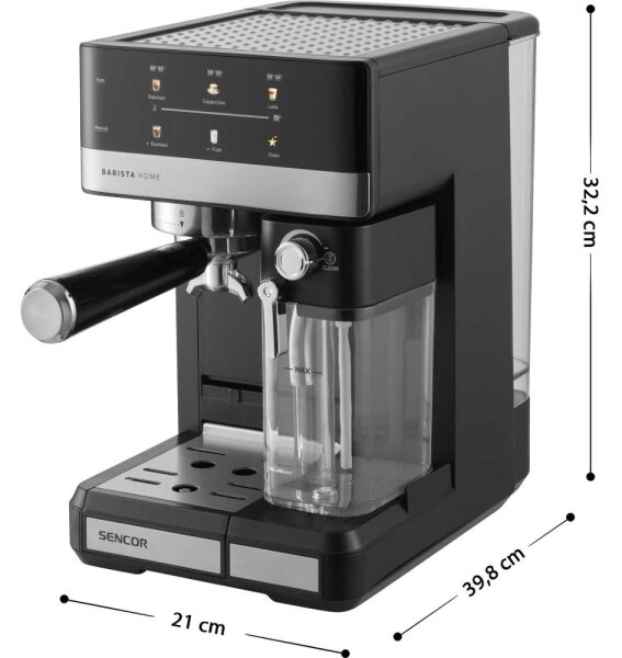 Sencor - Pákový kávovar espresso 1350W/230V černá/matný chrom