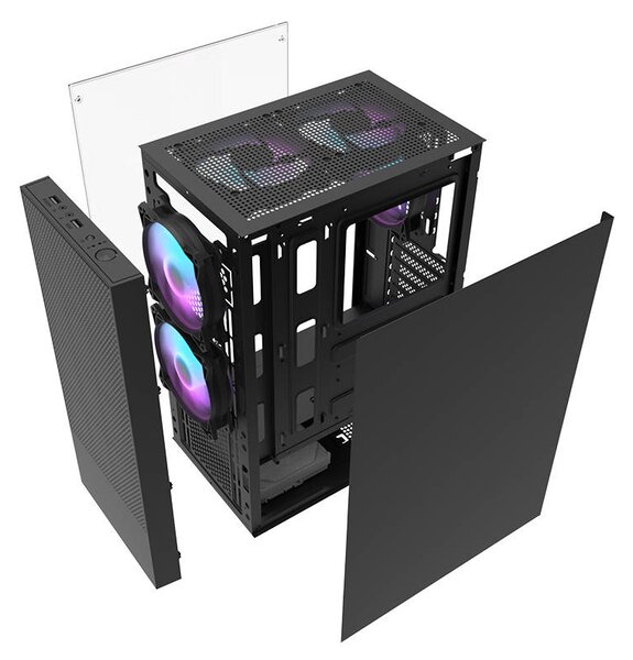 Počítačová skříň Darkflash A290 + 3 ventilátory (černá)