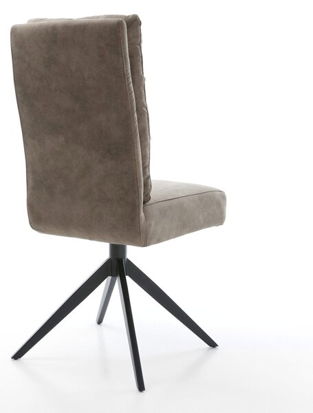DELIFE Jídelní židle Pela-Flex mikrovlákno taupe vintage křížová podnož široká černá 360° otočná houpací funkce taštičkové pružiny