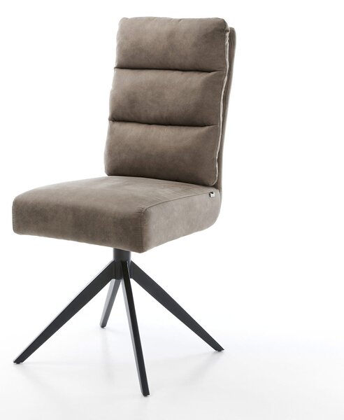 DELIFE Jídelní židle Pela-Flex mikrovlákno taupe vintage křížová podnož široká černá 360° otočná houpací funkce taštičkové pružiny