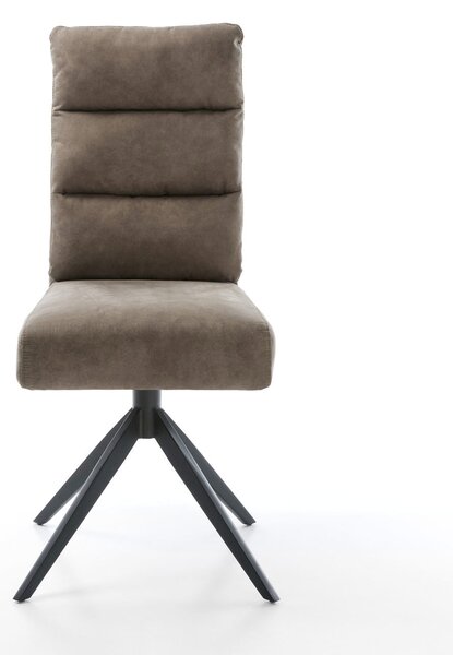 DELIFE Jídelní židle Pela-Flex mikrovlákno taupe vintage křížová podnož široká černá 360° otočná houpací funkce taštičkové pružiny