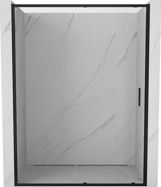 Mexen Exo, posuvné dveře do otvoru 130x200 cm, 6mm čiré sklo, černý profil, 8151-130-000-70-00